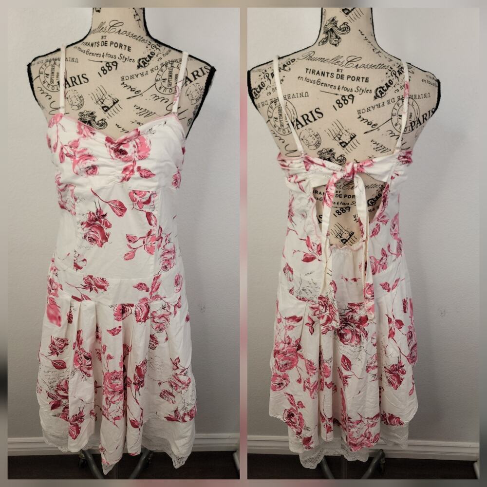 Y.R.Y.S Fairy Midi Dress Sz Large Cottage Prairie Lace Trim Whimsycal Soft Girl